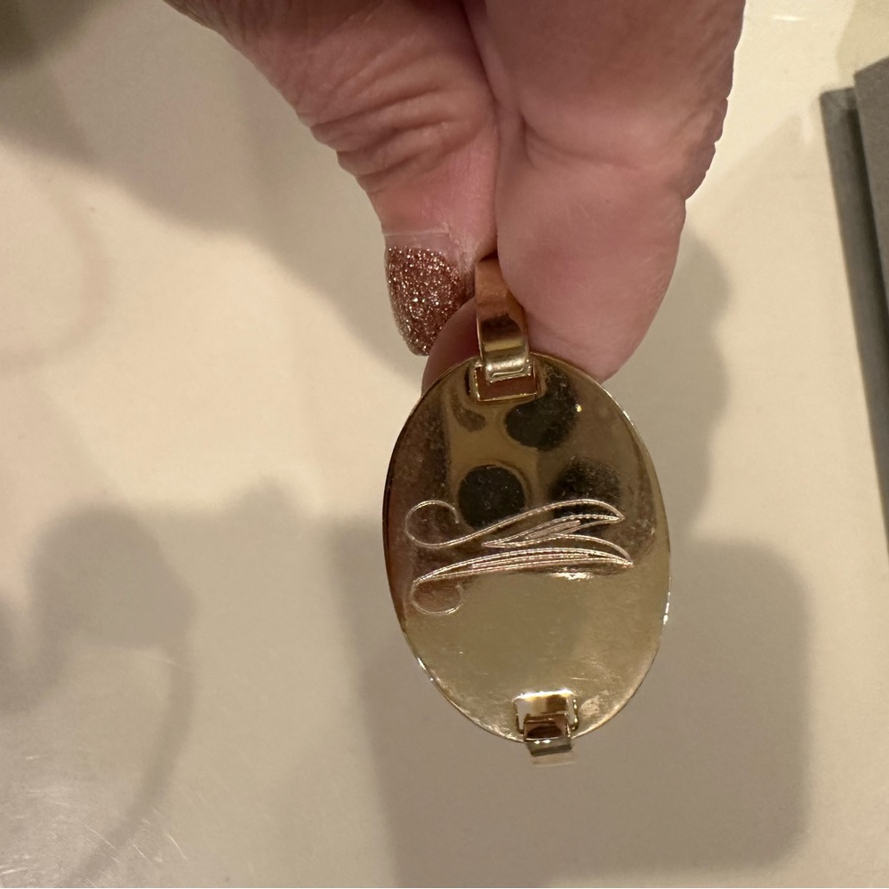 M Initial Gold Bangle Bracelet - image 1